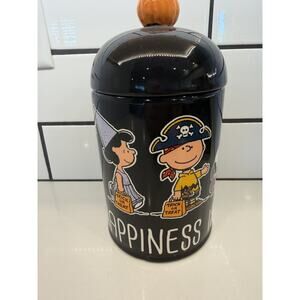 Peanuts Happiness Is Halloween Covered‎ Canister Treat Candy Cookie Holder NEW🎃